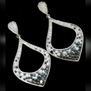 Diamond Earrings 4tcw 18k Gold Enamel Large Designer Pleve